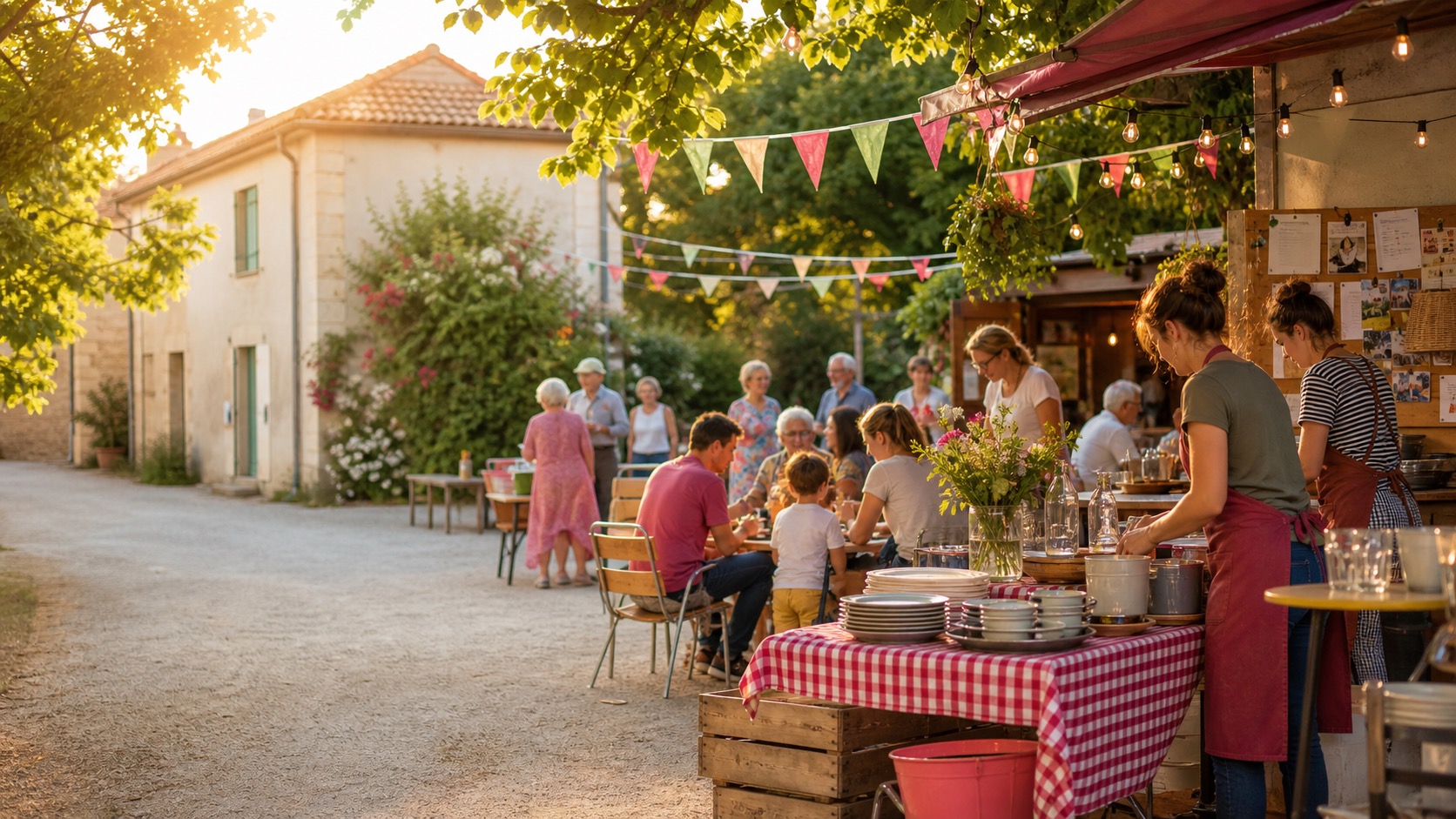 Ambiance de guinguette associative intergenerationnelle
